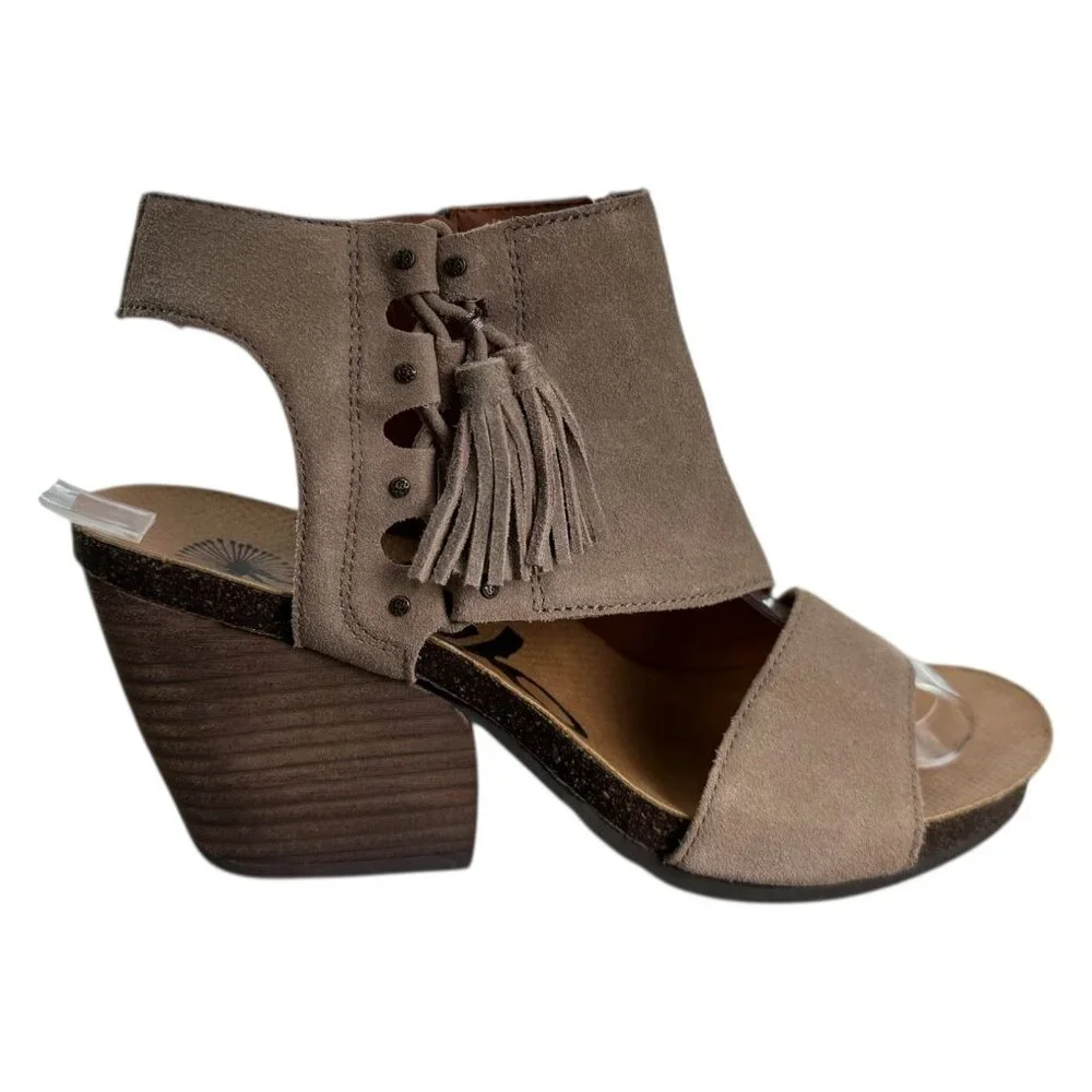 OTBT Flower Child Wedge Sandals in Desert (Tan) Leather w Fringe Women's Size 9M - Picture 4 of 12